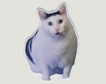 Patch &quot;Huh Cat Meme&quot;, Meme Cat Patch, Patch for backpack/ tote bag/ clothe, Iron-on patch, sew-on patch