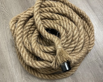 1" Jute Rope Lighting Cord with Bulb Socket – Rustic Rope light Decor
