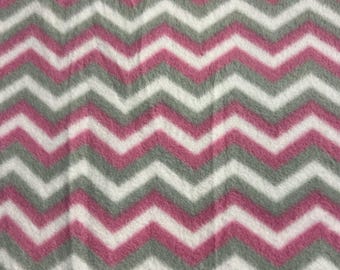 Pink White & Gray Chevron Anti-pill Fleece