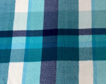 Navy Teal & White Dakota Plaid Anti-pill Plush Fleece