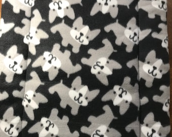 Crate Pad Gray Pups on Black Fleece