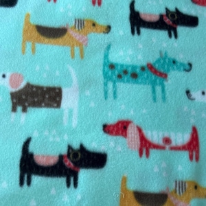 Multicolor Dogs on Seafoam Blizzard Fleece