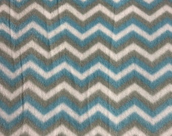 Blue White & Gray Chevron Anti-pill Fleece