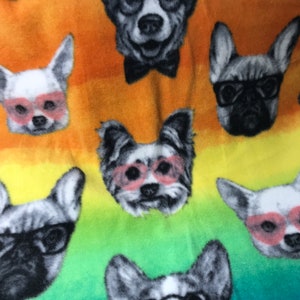 Crate Mat - Dogs with Glasses on a Rainbow - medium 30 x 18