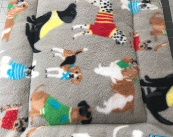 Crate Pad Dressed Up Dogs on Gray Fleece