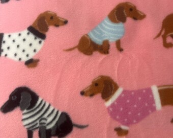 Dachshunds on Pink Anti-pill Fleece