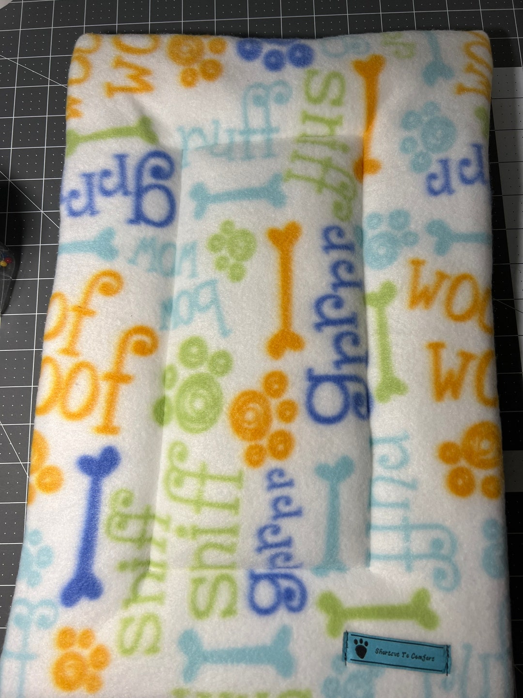 Cute Ruff Ruff Word Crate Pad Grr Ruff Words on White Fleece - Etsy