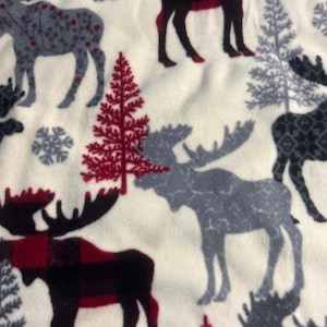 Red Aspen Moose & Evergreen Fleece