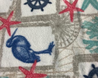 Crate Pad Nautical Print on White Fleece