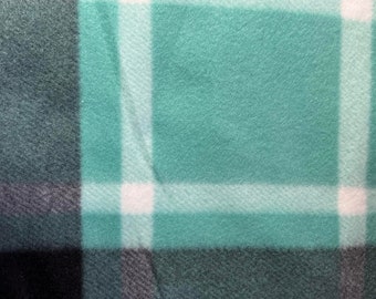Cuscino per lettino Bruno Plaid in pile verde acqua e bianco
