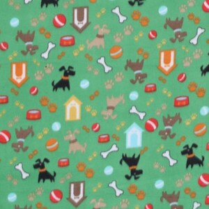 Crate Mat - Dogs Houses and Balls on Green