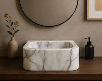 Lilac Marble Sink , Wall mount Sink,Handmade Sink, Custom Order Sink, Marble Washbasin, Powder Room Sink,Washbasin, Sink for Bathroom, Basin