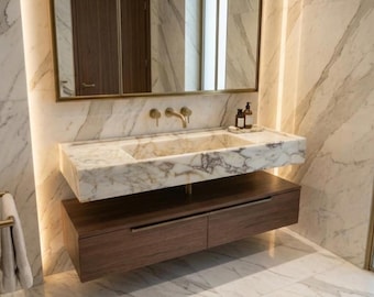 Calacatta Viola Marble Sink Wall Mount Marble Sink, Marble Bathroom Sink Powder Room Sink, Calacatta Gold , Sink, Basin Vanity,Sink Design