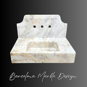Calacatta Gold Marble Sink Wall Mount Marble Sink with Backsplash Marble Bathroom Sink Powder Room Sink Custom Vanity Top Marble Sink