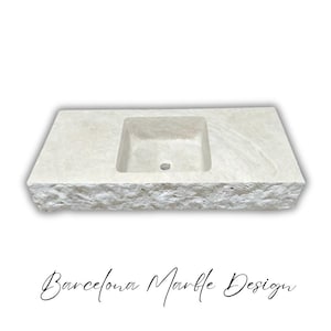Travertine Marble Sink, Wall Mounted Marble Sink - Handmade Travertine Sink, Travertine Sink for Bathroom, Marble, Natural Stone, Basin