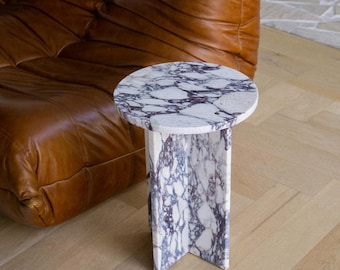 Calacatta Viola Marble Side Table, Custom Design Marble Plinth Table, Marble Coffee Table,Handmade Marble Side Table, Marble Plinth Table