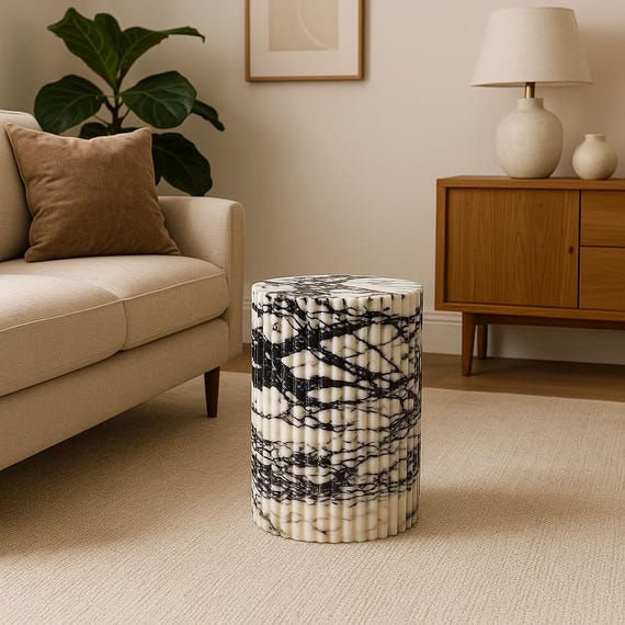 Calacatta Viola Marble Plinth Coffee Table , Viola Marble Coffee Table, Viola Marble Pedestal Table, Marble Coffee Table, Marble Side Table