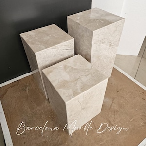 Beige Marble Coffee Table ,Plinth, Handmade Side Table, Coffee Table, Side Table, Cubic Table, Marble Side Table, Beige Marble Side Table