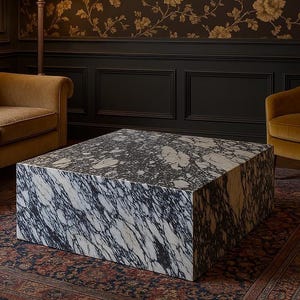 Calacatta Viola Marble Plinth Coffee Table , Marble Coffee Table,  Marble End Table , Custom  Table, Marble Coffee Table, Cube Coffee Table