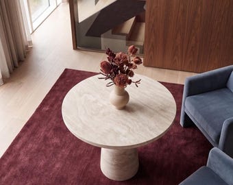 Travertine Coffee Table, Handmade Rustic Plinth Side Table or Dining Table, Custom Sizes