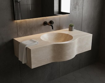 Chic Travertine Sink, Travertine Vessel Sink, Travertine Wall Mount Sink, Natural Stone Sink, Sink for Bathroom, Powder Room Sink