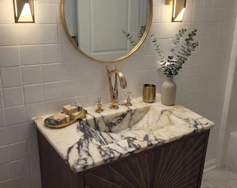 Calacatta Viola Marble Sink, Handmade Marble Sink, Countertop Marble Sink, Custom Marble Basin