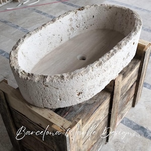 Travertine Sink, Rustic Design Travertine Sink, Natural Stone, Handcrafted, Custom Sink, Chiseled Sink, Rustic Sink, Handmade Marble Sink