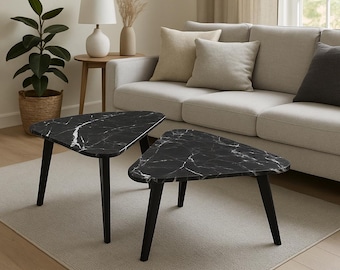Black Marquina Marble Coffee Table, Nero Marquina Marble Coffee Table, Marble End Table , Marble Handmade Table, End Table, Free Shipping