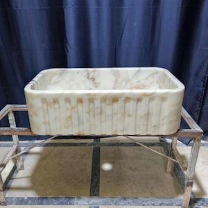 Chic Calacatta Gold Marble Sink, Sink for Bathroom, Natural Stone Sink, Marble Vessel Sink, Powder Room Sink Wall Mounted Sink, Vanity Top