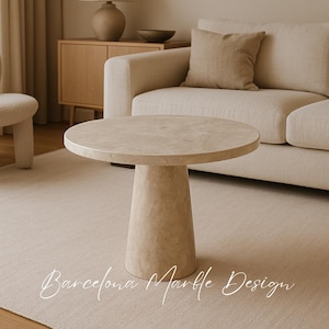 Travertine Plinth Coffee Table |Vintage Travertine Marble Table | Marble Coffee and End Table | Rounded Dining Table | Travertine Side Table