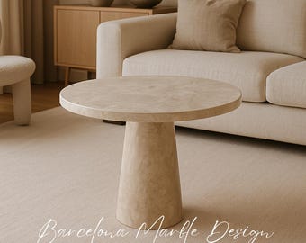 Travertine Coffee Table, Handmade Natural Stone Plinth Table, Custom Sizes for Modern Interiors