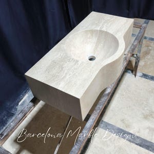 Chic Travertine Sink, Travertine Vessel Sink, Travertine Wall Mount Sink, Natural Stone Sink, Sink for Bathroom, Powder Room Sink
