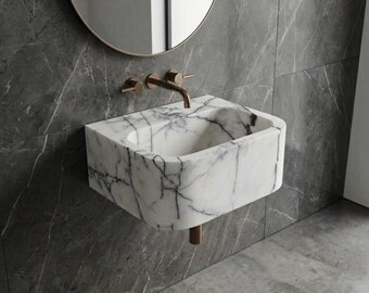 Lavabo en marbre lilas, Lavabo mural, Lavabo fait main, Lavabo sur commande, Lavabo en marbre, Lavabo de la salle d'eau, Lavabo, Lavabo pour salle de bain, Lavabo