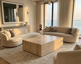 Rectangular Travertine Coffee Table, Modern Coffee Table, Natural Stone Coffee Table, Marble Coffee Table, Unique Coffee Table, Custom Table