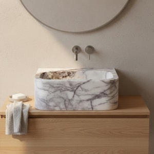 Pia de mármore lilás, cuba pequena para banheiro com bancada, pia personalizada em pedra natural para lavabo. imagem 2
