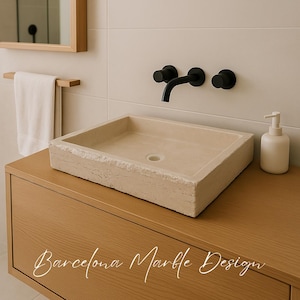 Custom Travertine Sink -Carved Marble Sink - Custom Order Marble Sink - Hand Carved Marble Sink - Marble Bathroom Vanity- Powder Room Sink