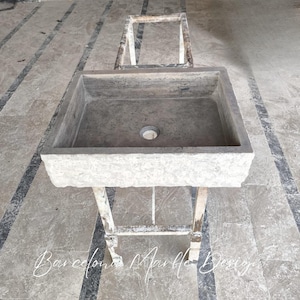 Travertine Sink, Sink For Bathroom, Natural Stone Sink,  Sink, Stone Sink, Silver Travertine Thin Edge Rectangular Sink - CUSTOM ORDER