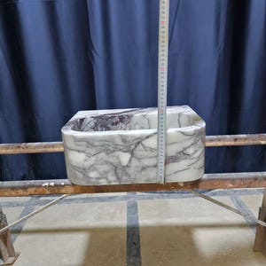 Pia de mármore lilás, cuba pequena para banheiro com bancada, pia personalizada em pedra natural para lavabo. imagem 14