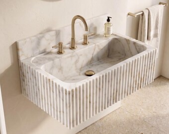 Calacatta Viola Antikes Marmor Waschbecken, Gästewaschtisch Waschbecken, Wand Waschbecken, Calacatta Waschbecken, Bauernhaus Waschbecken, Marmor Waschbecken, Waschbecken im Badezimmer