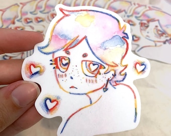 Pegatina de chica con corazón