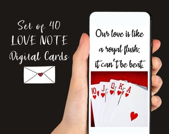 Love Notes Ecards - Set of 40 Poker Themed Cards for Valentine's Day, Birthday, Anniversary, and more!