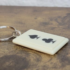 Spade Club Handmade Keychain | Playing Cards Symbols Upcycled Tile