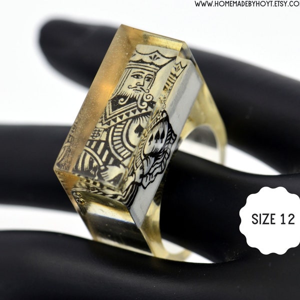 Bague supérieure carrée vintage Joker Playing Card