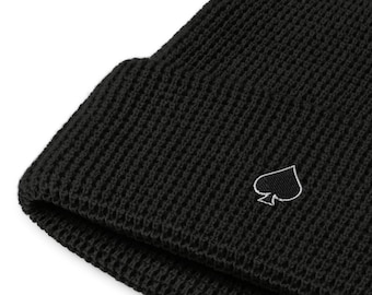 トランプのスペードのシンボル刺繍ビーニー
