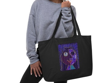 LOVING SMILE Playin Card Tote Bag | Carry this Funny Face Collage Art with Playing Cards to Brighten Your Days!