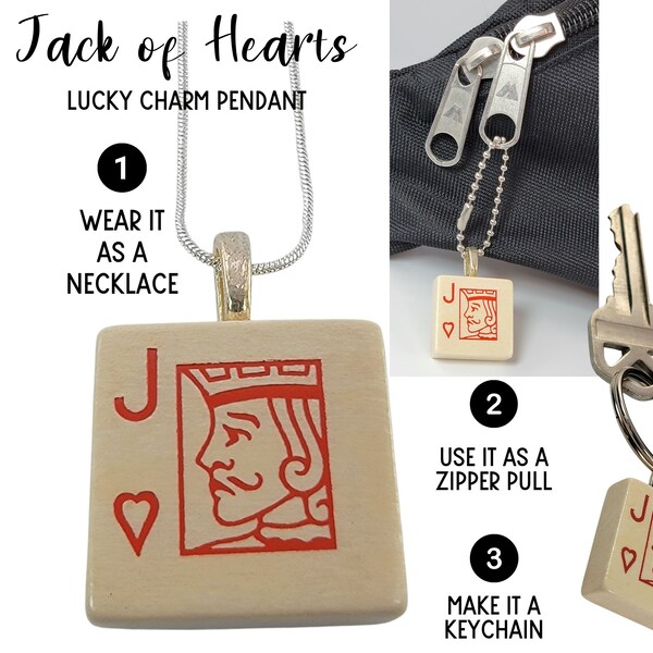 Jack of Hearts Card Pendant Etsy