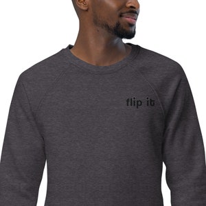 FLIP IT Embroidered Unisex organic raglan sweatshirt