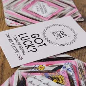 Fortune Telling Tiny Art Playing Cards | Pink and Silver