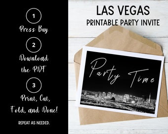 Party Time | Las Vegas Printable Party Invitation | Greeting Card Digital Download