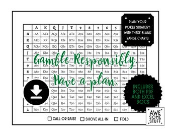 Poker Reichweiten-Diagramm DIGITALER DOWNLOAD | Rohling-Poker-Range-Charts für DIY-Poker-Leitfaden zu den besten Pokerhänden